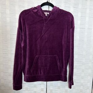 Juicy Couture Purple Velour Collegiate Hoodie with Kangaroo Pocket Size Small‎